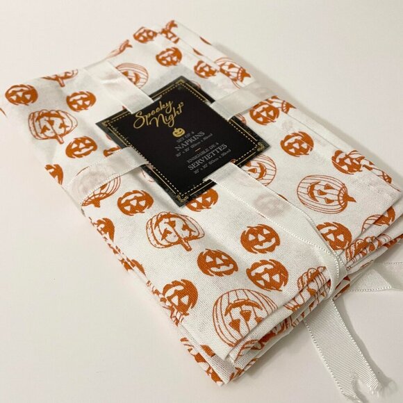 Spooky Night Set of 4 Napkins Halloween Pumpkins - Picture 9 of 10